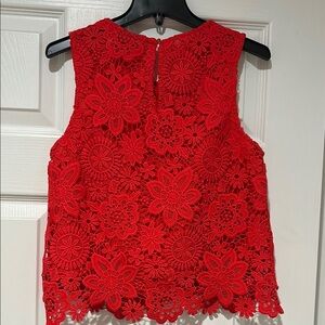 Topshop Red Lace Sleeveless Top